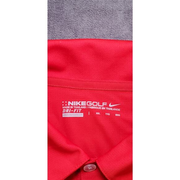 NikeGolf Polo Shirt Men's Sz 2XL Red Dri-Fit Performance Stretch Fox Sports Logo - Picture 5 of 10